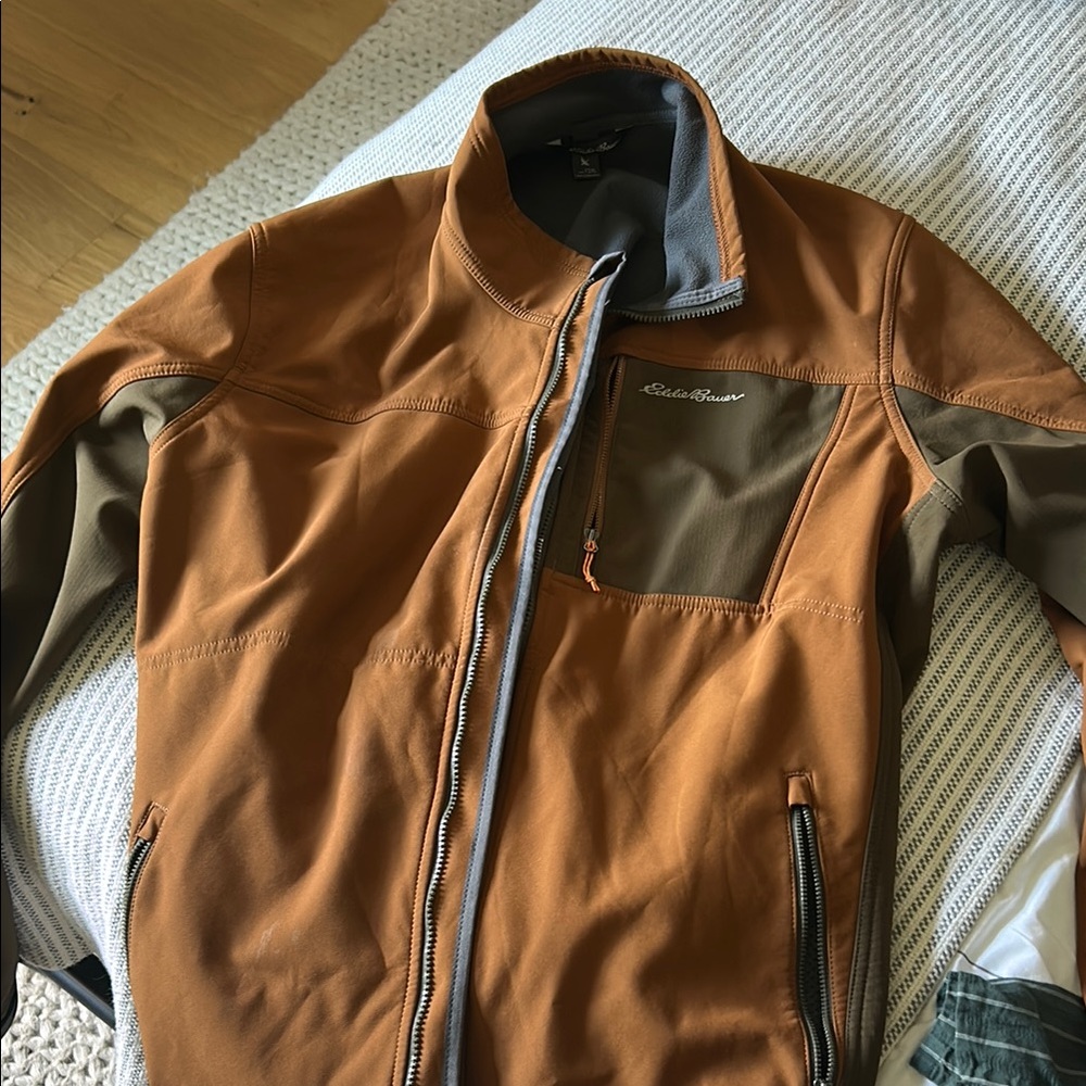 Eddie Bauer Men's orange and green Performance Jacket